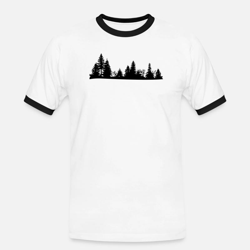 Schwarze Silhouette eines Waldes - Männer Kontrast-T-Shirt - Weiß/Schwarz