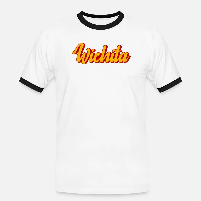 Wichita Script in Sunset Shadow - Männer Kontrast-T-Shirt - Weiß/Schwarz