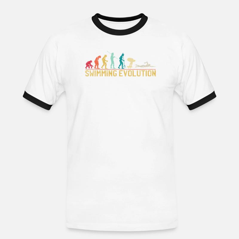 Schwimmen Evolution Fortschritt Illustration - Männer Kontrast-T-Shirt - Weiß/Schwarz