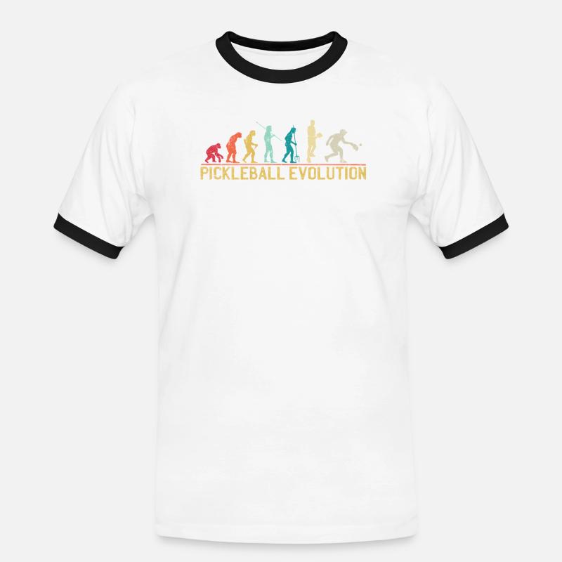 Pickleball Evolution Progression Design - Männer Kontrast-T-Shirt - Weiß/Schwarz