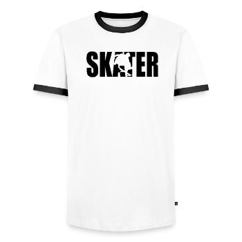 Classic Skater Design – Simple & Casual - Men's Ringer Shirt - white/black - Front - AI Model Female 172 light (172cm) & AI Model Male 178 dark (178cm)
