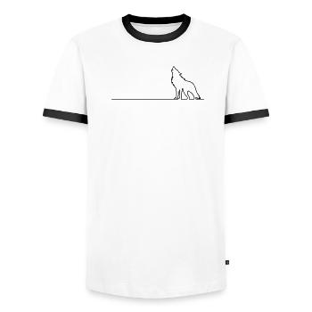 Wolf Outline - Men's Ringer Shirt - white/black - Front - AI Model Female 172 light (172cm) & AI Model Male 178 dark (178cm)