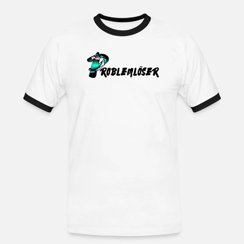 Problem problemlöser text - Männer Kontrast-T-Shirt - Weiß/Schwarz