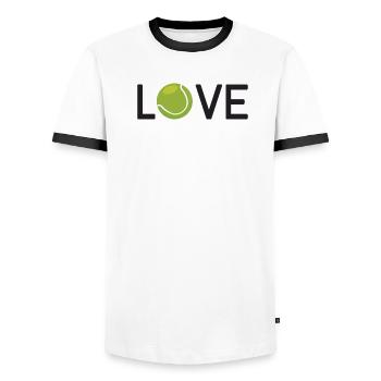 Amateur de tennis - T-shirt contrasté Homme - blanc/noir - Devant - AI Model Female 172 light (172cm) & AI Model Male 178 dark (178cm)