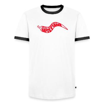 Piment Napoli Typo-Art - T-shirt contrasté Homme - blanc/noir - Devant - AI Model Female 172 light (172cm) & AI Model Male 178 dark (178cm)