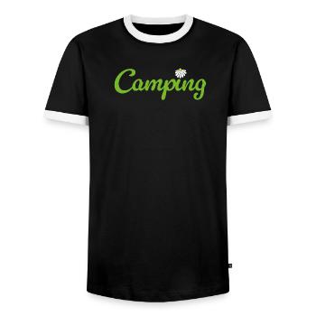 Camping Flower Camper Quotes Hobby Summer Van Life - Men's Ringer Shirt - black/white - Front - AI Model Female 172 light (172cm) & AI Model Male 178 light (178cm)