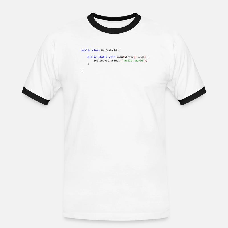 Hello World in Java - Men's Ringer Shirt - white/black