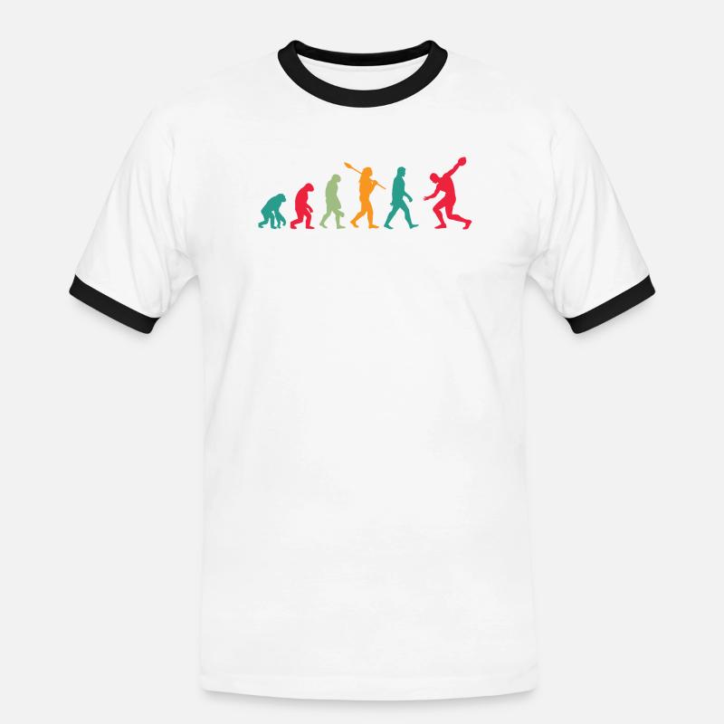 Diskuswerfen Diskuswerfer Evolution Diskus - Männer Kontrast-T-Shirt - Weiß/Schwarz