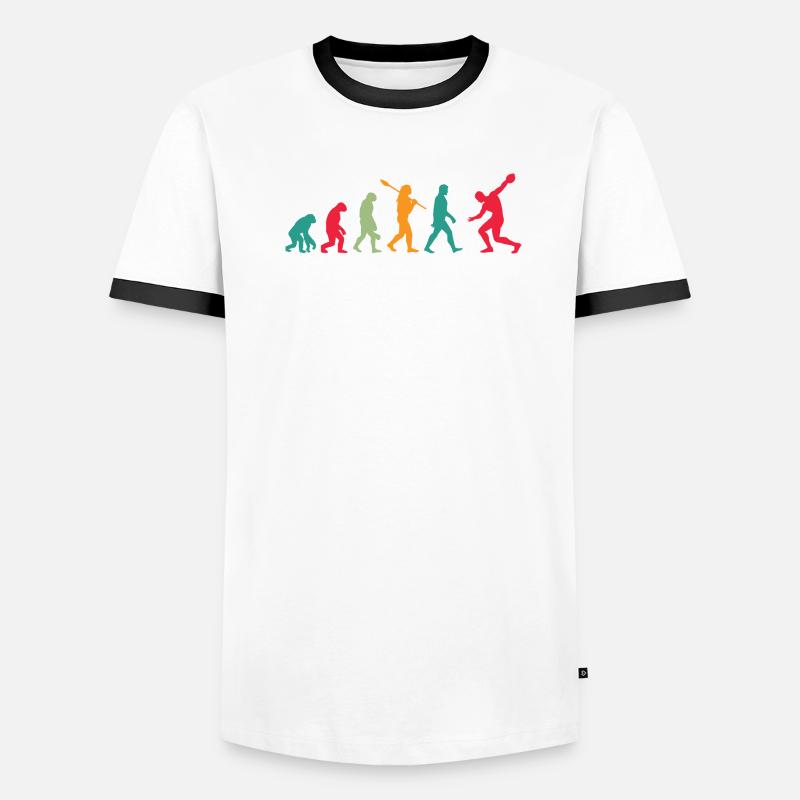 Lanceur de disque lanceur disque Disque Évolution - T-shirt contrasté Homme - blanc/noir