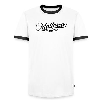 Mallorca 2026 - Männer Kontrast-T-Shirt - Weiß/Schwarz - Vorne - AI Model Female 172 light (172cm) & AI Model Male 178 dark (178cm)