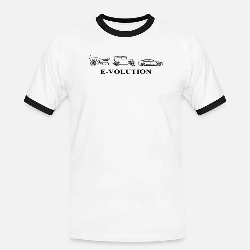 E-Volution Auto Evolution - Männer Kontrast-T-Shirt - Weiß/Schwarz