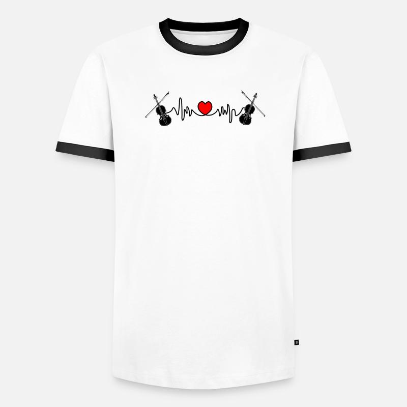 Cardio Herzfrequenz Violine - Männer Kontrast-T-Shirt - Weiß/Schwarz