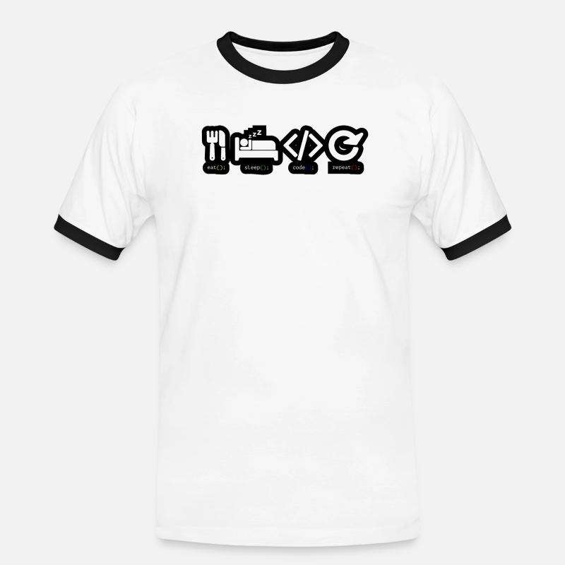 Code Sleep Repeat Developer Life - T-shirt contrasté Homme - blanc/noir