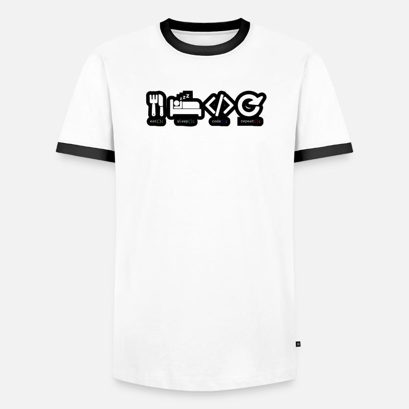 Code Sleep Wiederholung des Entwicklerlebens - Männer Kontrast-T-Shirt - Weiß/Schwarz