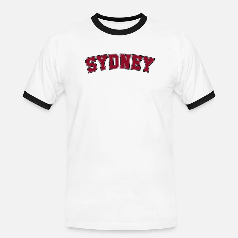 Sydney Varsity Arch Lettering - Men's Ringer Shirt - white/black