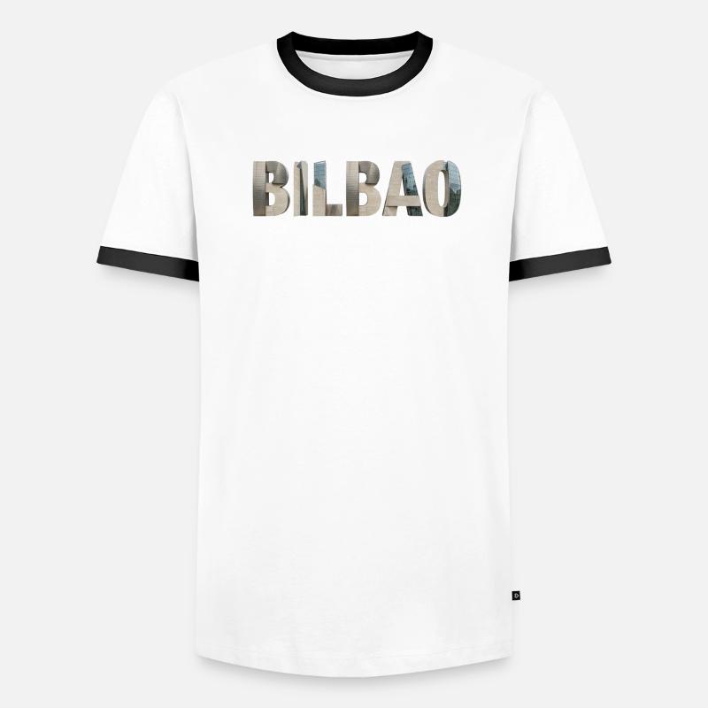 BILBAO – Modern Architectural Typography - Men's Ringer Shirt - white/black