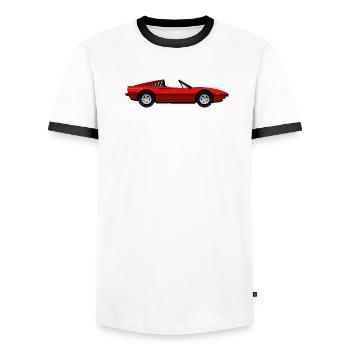 VOITURE DE SPORT ROUGE - T-shirt contrasté Homme - blanc/noir - Devant - AI Model Female 172 light (172cm) & AI Model Male 178 dark (178cm)