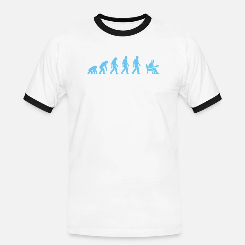 Evolution to office work - Men's Ringer Shirt - white/black