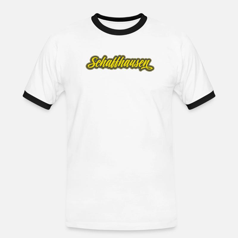 Schaffhausen Script Lettering - Men's Ringer Shirt - white/black