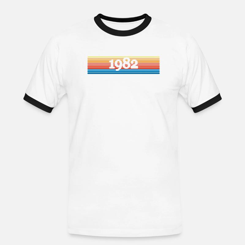 1982 - Männer Kontrast-T-Shirt - Weiß/Schwarz