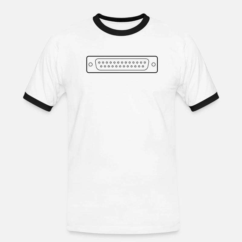 DB 25 Connector Parallel, Drucker - Männer Kontrast-T-Shirt - Weiß/Schwarz