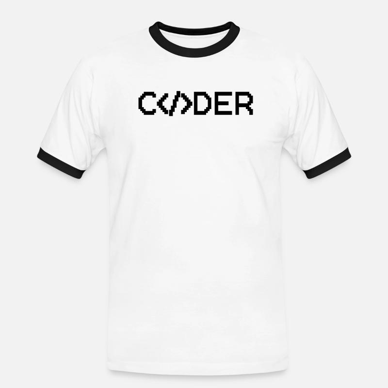 Coder - Männer Kontrast-T-Shirt - Weiß/Schwarz