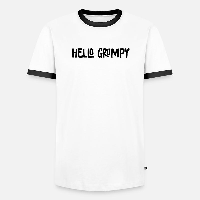 Hello Grumpy Funny Minimal Saying - Men's Ringer Shirt - white/black