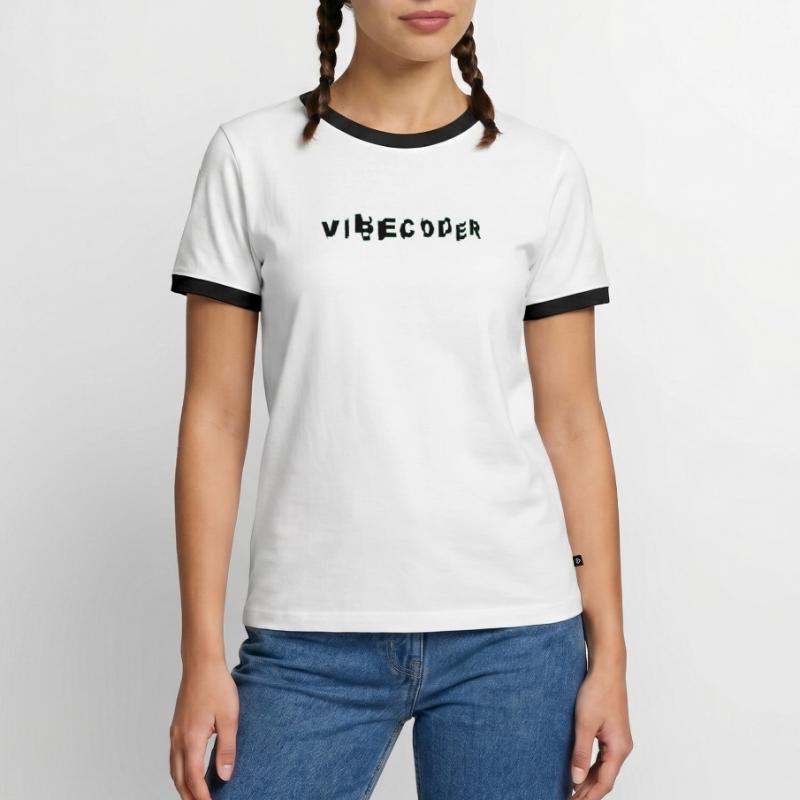 VibeCoder Glitch Neon Männer Kontrast-T-Shirt