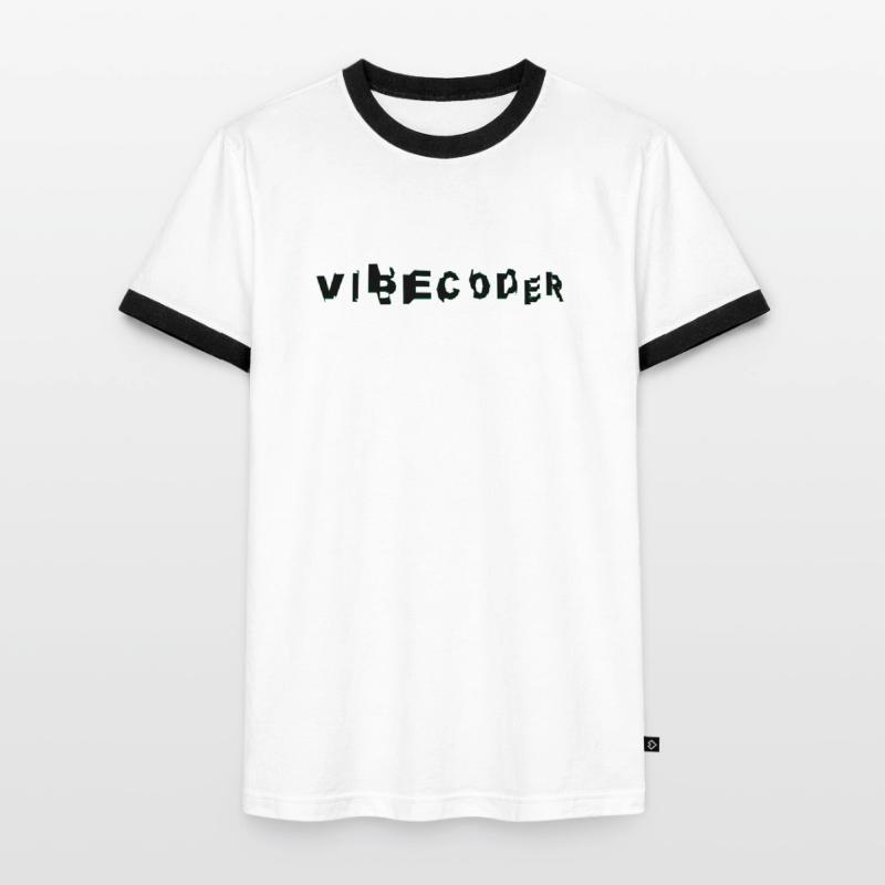 VibeCoder Glitch Neon Männer Kontrast-T-Shirt