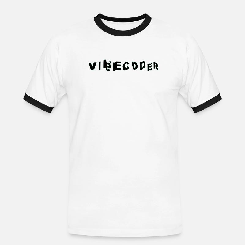 VibeCoder Glitch Neon - Männer Kontrast-T-Shirt - Weiß/Schwarz