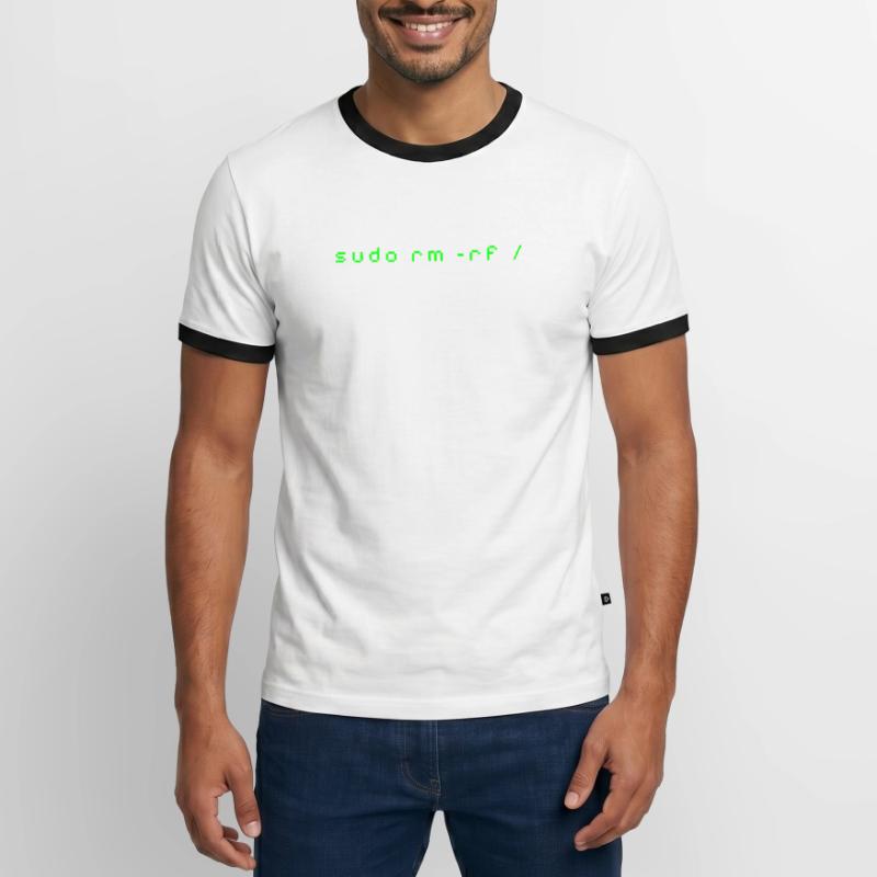 T-shirt Linux rm -rf - Commande Admin Sys & Dév T-shirt contrasté Homme