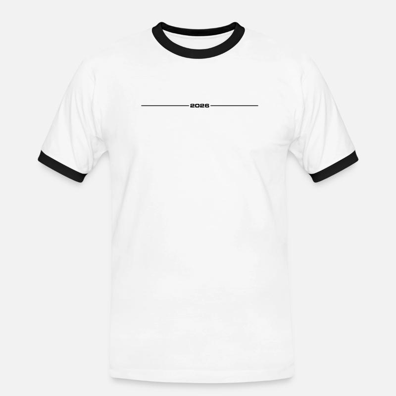2026 Strich Element - Männer Kontrast-T-Shirt - Weiß/Schwarz