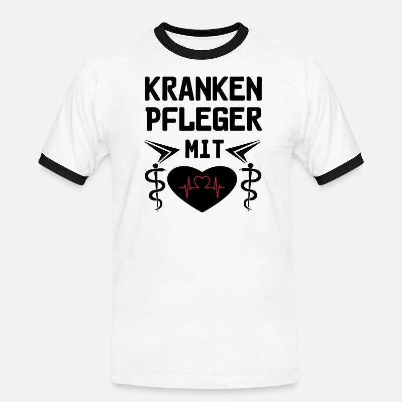 Krankenpfleger mit Herz Geschenk - Männer Kontrast-T-Shirt - Weiß/Schwarz
