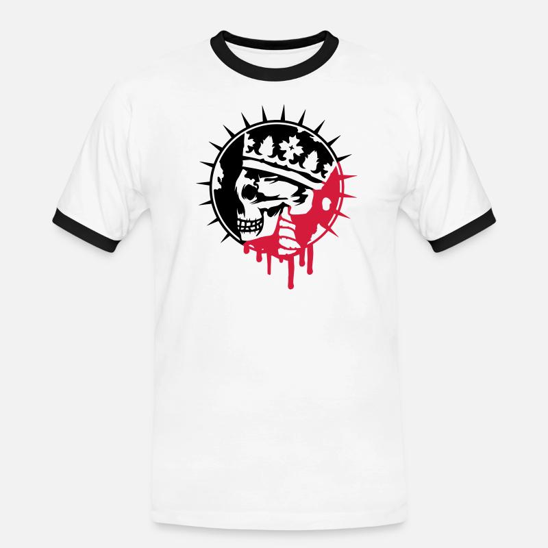 Totenschädel mit Krone Graffiti Patch - Männer Kontrast-T-Shirt - Weiß/Schwarz
