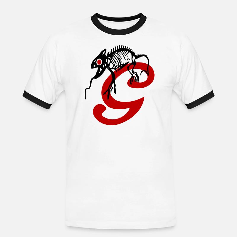 Gecko, Eidechse, Initiale - Männer Kontrast-T-Shirt - Weiß/Schwarz