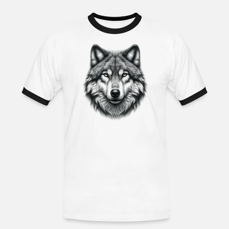Wolf - Men's Ringer Shirt - white/black