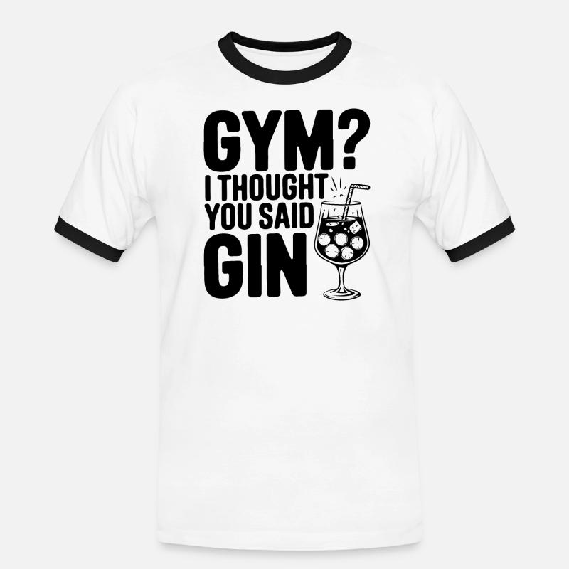Fitnessstudio oder Gin? Lustiges Zitat - Männer Kontrast-T-Shirt - Weiß/Schwarz