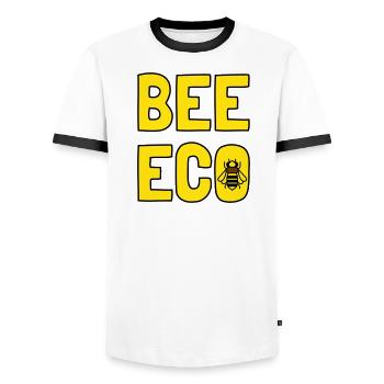 Bee Eco Abeille Jaune Pollen - T-shirt contrasté Homme - blanc/noir - Devant - AI Model Female 172 light (172cm) & AI Model Male 178 dark (178cm)