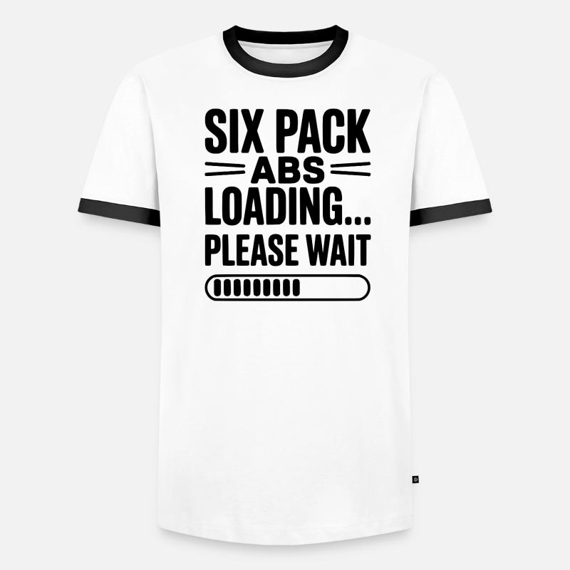 Sixpack Abs lädt... Bitte warten Sie - Männer Kontrast-T-Shirt - Weiß/Schwarz