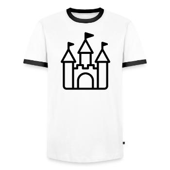 castle - Men's Ringer Shirt - white/black - Front - AI Model Female 172 light (172cm) & AI Model Male 178 dark (178cm)