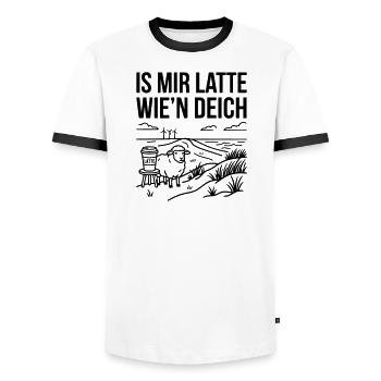 Mir Latte wie Deich Lustiger Norddeutsch Spruch - Männer Kontrast-T-Shirt - Weiß/Schwarz - Vorne - AI Model Female 172 light (172cm) & AI Model Male 178 dark (178cm)