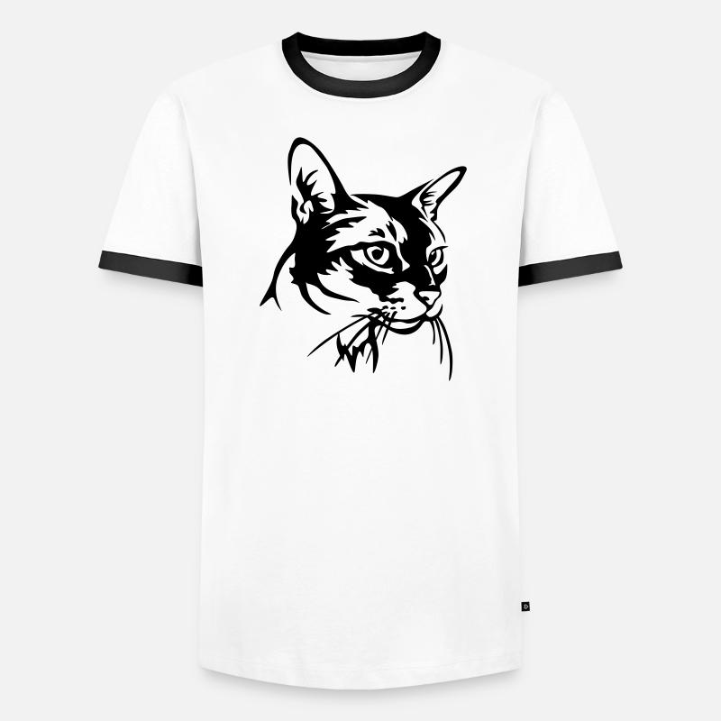 Abessiner Katze - Männer Kontrast-T-Shirt - Weiß/Schwarz