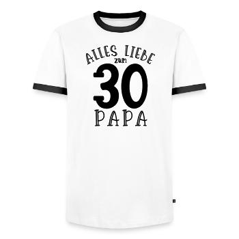 Happy 30th Birthday Dad - Men's Ringer Shirt - white/black - Front - AI Model Female 172 light (172cm) & AI Model Male 178 dark (178cm)