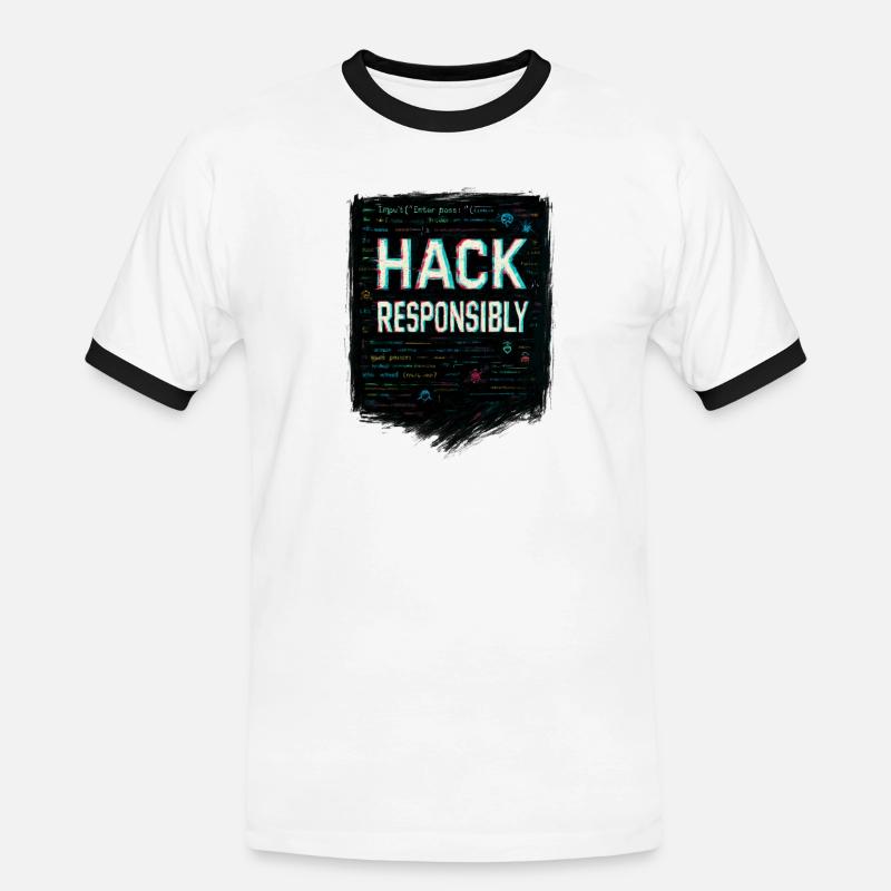 Cybersecurity: Hack Responsibility - Men's Ringer Shirt - white/black
