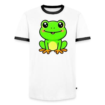 Charme de grenouille citron vert brillante - T-shirt contrasté Homme - blanc/noir - Devant - AI Model Female 172 light (172cm) & AI Model Male 178 dark (178cm)