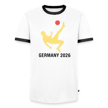 Fußballer 2026 Deutschland Fan - Männer Kontrast-T-Shirt - Weiß/Schwarz - Vorne - AI Model Female 172 light (172cm) & AI Model Male 178 dark (178cm)