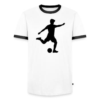 Football - T-shirt contrasté Homme - blanc/noir - Devant - AI Model Female 172 light (172cm) & AI Model Male 178 dark (178cm)