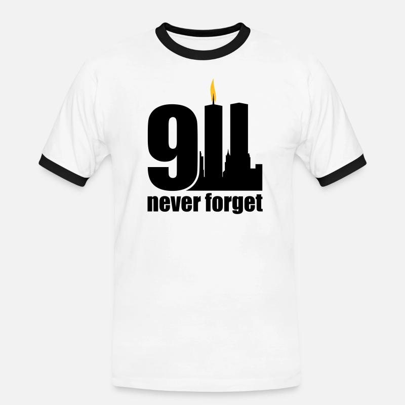 never forget 9/11 - Männer Kontrast-T-Shirt - Weiß/Schwarz