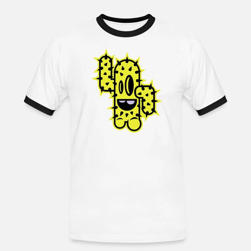 cactus high five comic - Men's Ringer Shirt - white/black