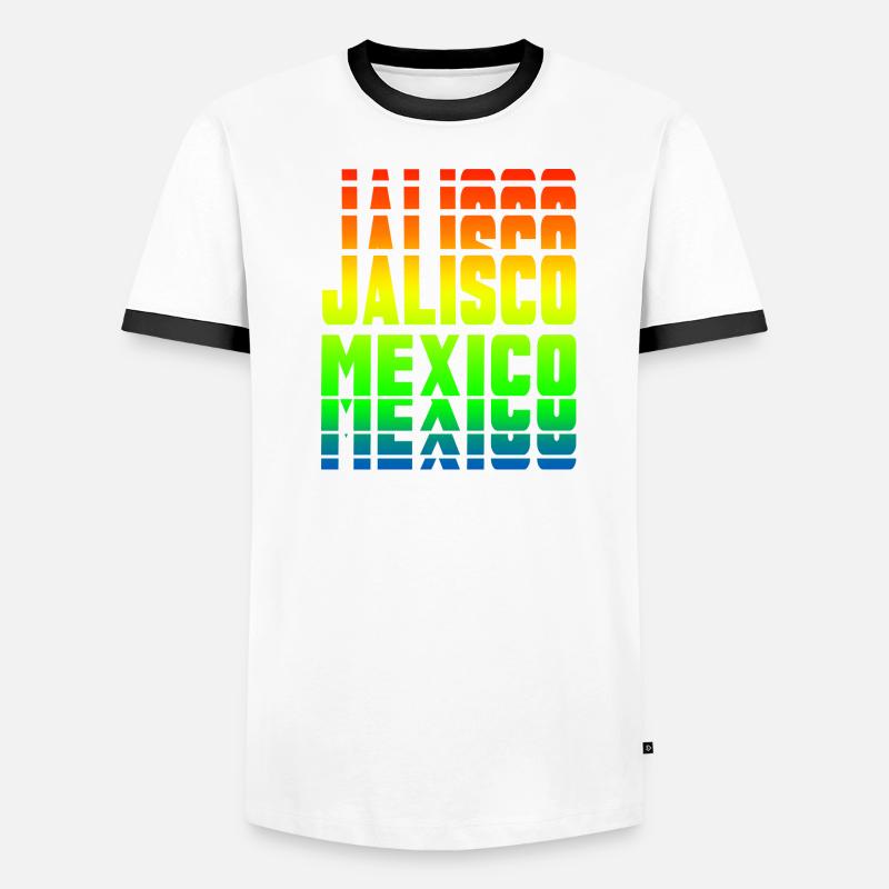 Jalisco Mexiko Regenbogen Design - Männer Kontrast-T-Shirt - Weiß/Schwarz